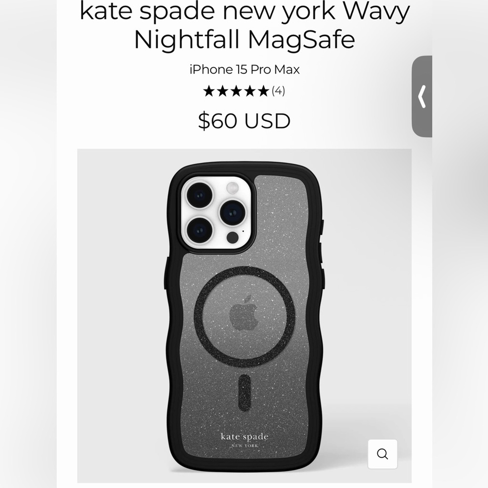 kate spade Wavy Nightfall iPhone 15 Pro Max Case - Black Glitter